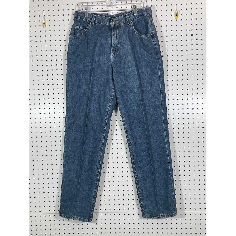 Lee Original Jeans Womens 12 M Medium Wash Straight Leg High Rise Denim Blue